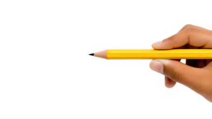 A person Holding a Yellow Pen Isolated on a Transparent Background, Generative AI