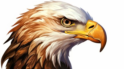 Fototapeta premium The Majestic Gaze: A Close-Up of an Eagle's Head with a Serene, White Background