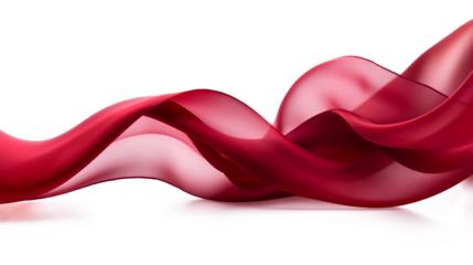 Flying red silk textile fabric flag background isolated on a transparent background, Generative AI