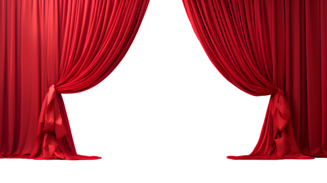 Red Ribbon Wedding Stage Clothing Curtains isolated on a transparent background, Generative AI