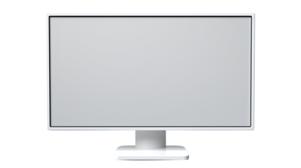 A sleek computer monitor with a vibrant blank white screen isolated on a transparent background, Generative AI