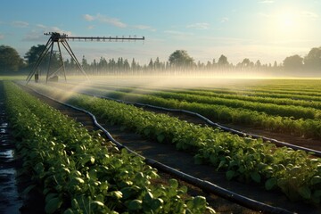 Efficient irrigation system for providing plants with adequate water supply - obrazy, fototapety, plakaty