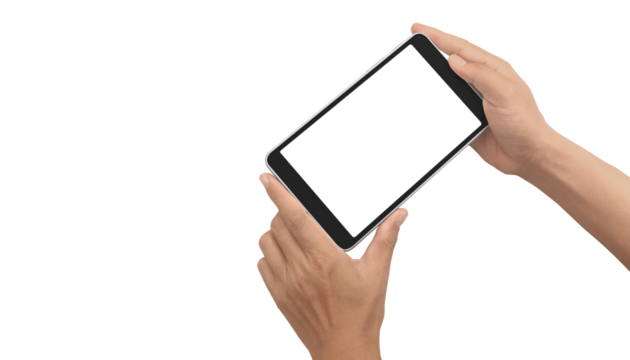 Hand holding smartphone device  touching screen