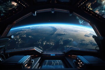 Incredible View of Planet Earth from a Spaceship Traveling through the Cosmos