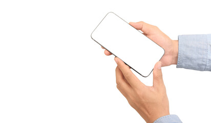 Hand holding smartphone device  touching screen