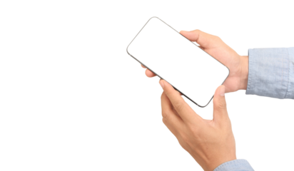 Hand holding smartphone device  touching screen