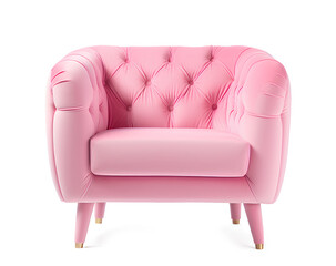 Stylish of a pink armchair isolated on a transparent background, Generative AI