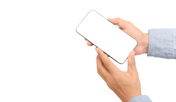 Hand holding smartphone device  touching screen