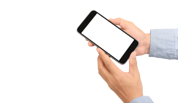 Hand holding smartphone device  touching screen