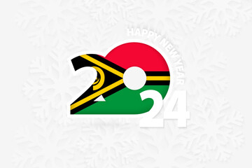 New Year 2024 for Vanuatu on snowflake background.