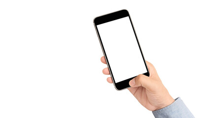 Hand holding smartphone device  touching screen