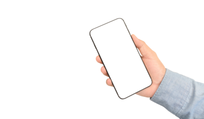 Hand holding smartphone device  touching screen