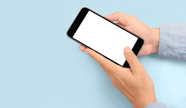 Hand holding smartphone device  touching screen