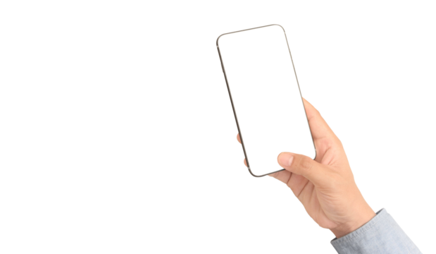 Hand holding smartphone device  touching screen