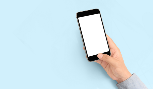 Hand holding smartphone device  touching screen
