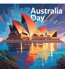 Naklejka premium Sydney opera house scenery landscape illustration for australia day poster