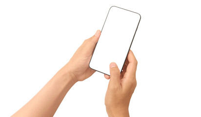 Hand holding smartphone device  touching screen