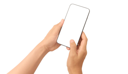 Hand holding smartphone device  touching screen