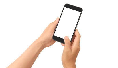 Hand holding smartphone device  touching screen