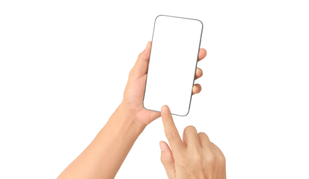 Hand holding smartphone device  touching screen