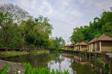 The bath houses. Fang Hot Spring National Park is part of Doi Pha Hom Pok National Park in Chiang Mai, Thailand