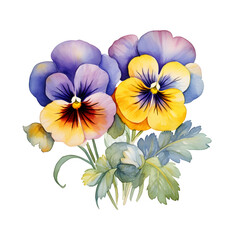 Pansy, Flowers, Watercolor illustrations