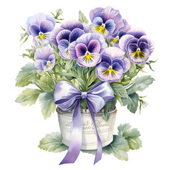 Pansy, Flowers, Watercolor illustrations