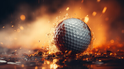 Fototapeta na wymiar Golf ball with sport background design for banner with copy space.Created with Generative AI technology