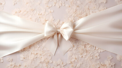 Wedding bow on lace background. generative ai.