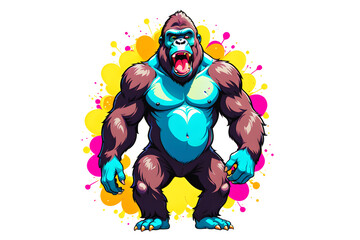 A Cartoonish Gorilla in a Playful Pose (PNG 10800x7200)