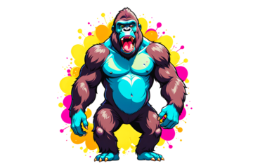 A Cartoonish Gorilla in a Playful Pose (PNG 10800x7200)