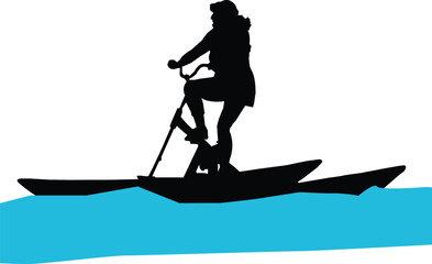 Water Bike Silhouette Vector, Floating Water Bike.