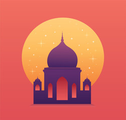 Islamic Mosque Ramadan Kareem minimal vector illustration