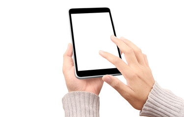 Hands holding  tablet touch computer