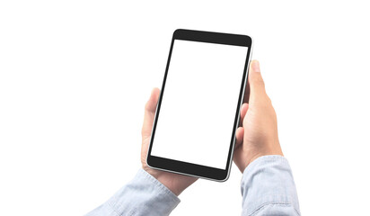 Hands holding  tablet touch computer