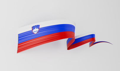 3d Flag Of Slovenia 3d Wavy Shiny Slovenia Ribbon Isolated On White Background 3d Illustration