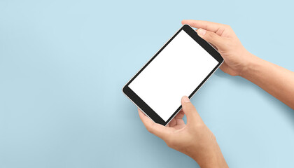 Hands holding  tablet touch computer