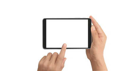 Hands holding  tablet touch computer