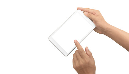Hands holding  tablet touch computer