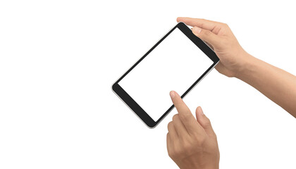 Hands holding  tablet touch computer