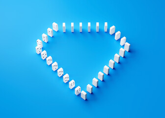 Obraz premium 3d Unique Diamond Symbol Icon Made Of Domino Tiles Isolated On Blue Background 3d Illustration