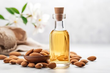 Almond Oil: Organic natural essence in a bottle, versatile for culinary, cosmetic and wellness...