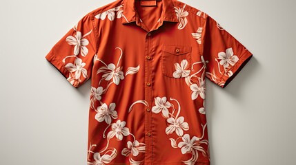 hawaian t-shirt on white plain background