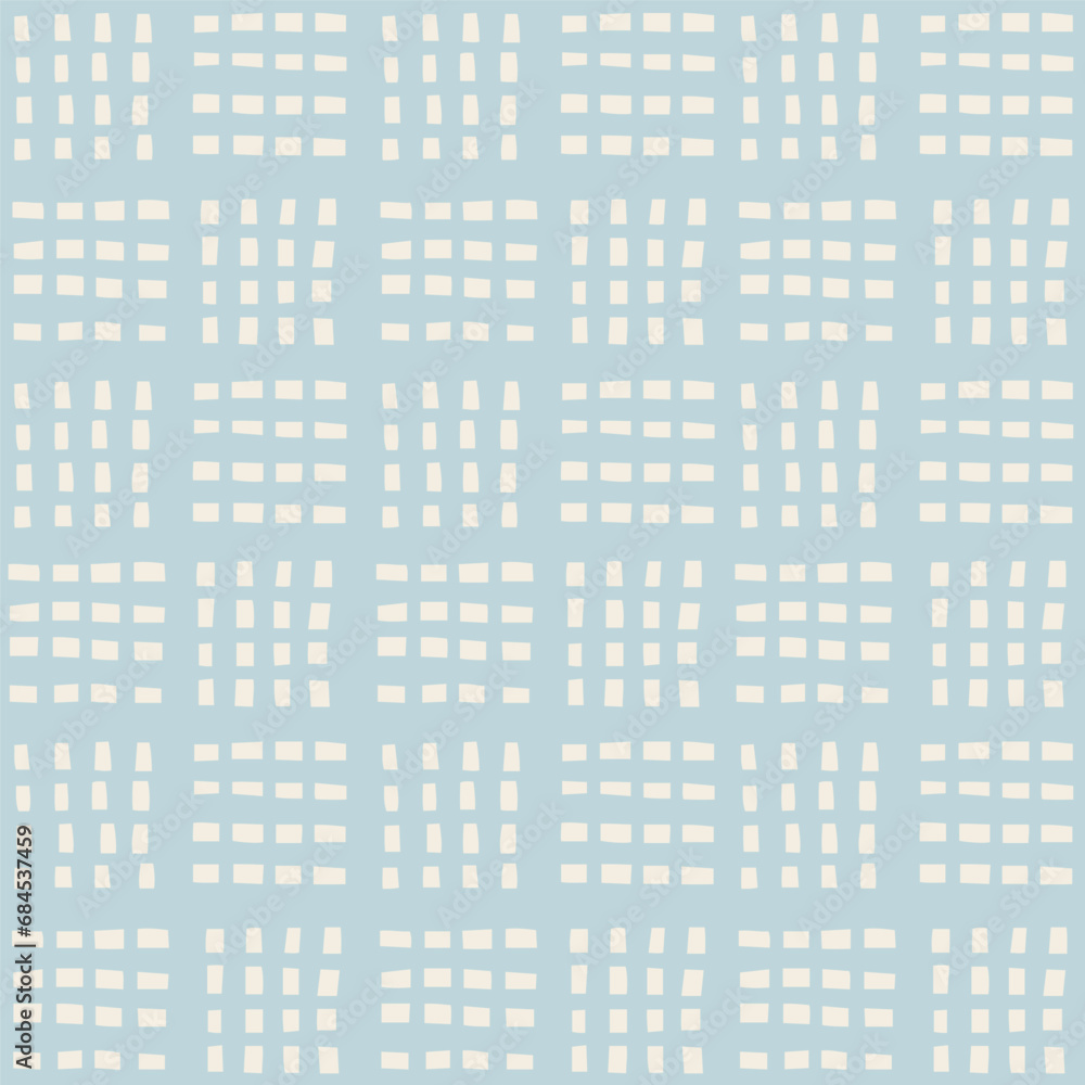 Wall mural simple and elegant hand drawn seamless pattern. vector texture with small lines organised in squares