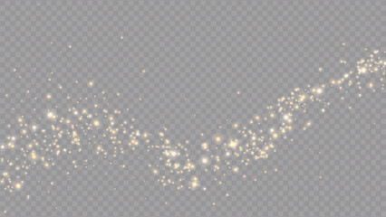 Vector golden sparkling falling star. Stardust trail. Cosmic glittering wave. Stock royalty free vector illustration. PNG