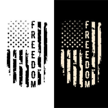 Freedom With US Flag Vector Illustration