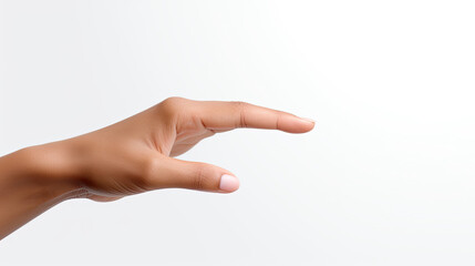 Woman's finger pointing at something seen from the side created with Generative AI Technology