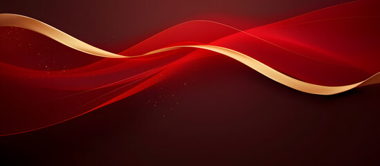 Abstract luxury red gold background. Modern golden line wave design template - obrazy, fototapety, plakaty