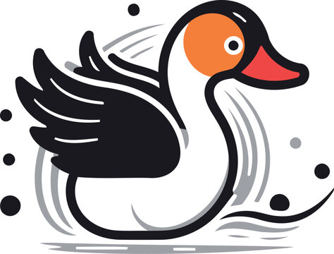 Vector illustration of a duck isolated on a white background