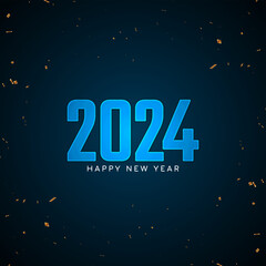 Happy new year 2024 shiny blue text celebration stylish background